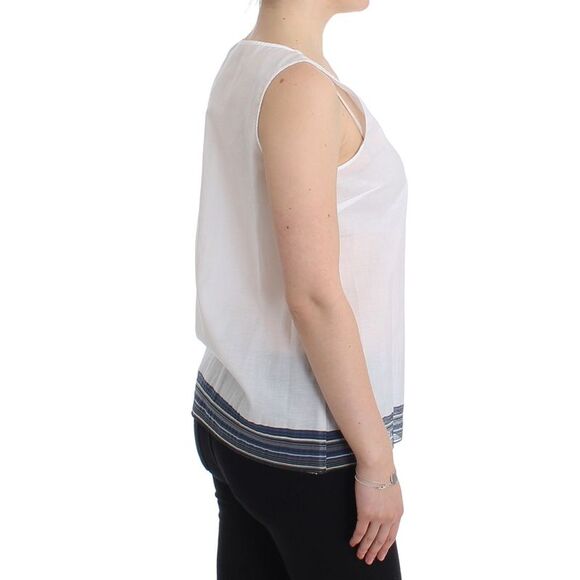 Ermanno Scervino Sleeveless Cotton Top Bow Accent Women White Tops & T-Shirts - Picture 4 of 6